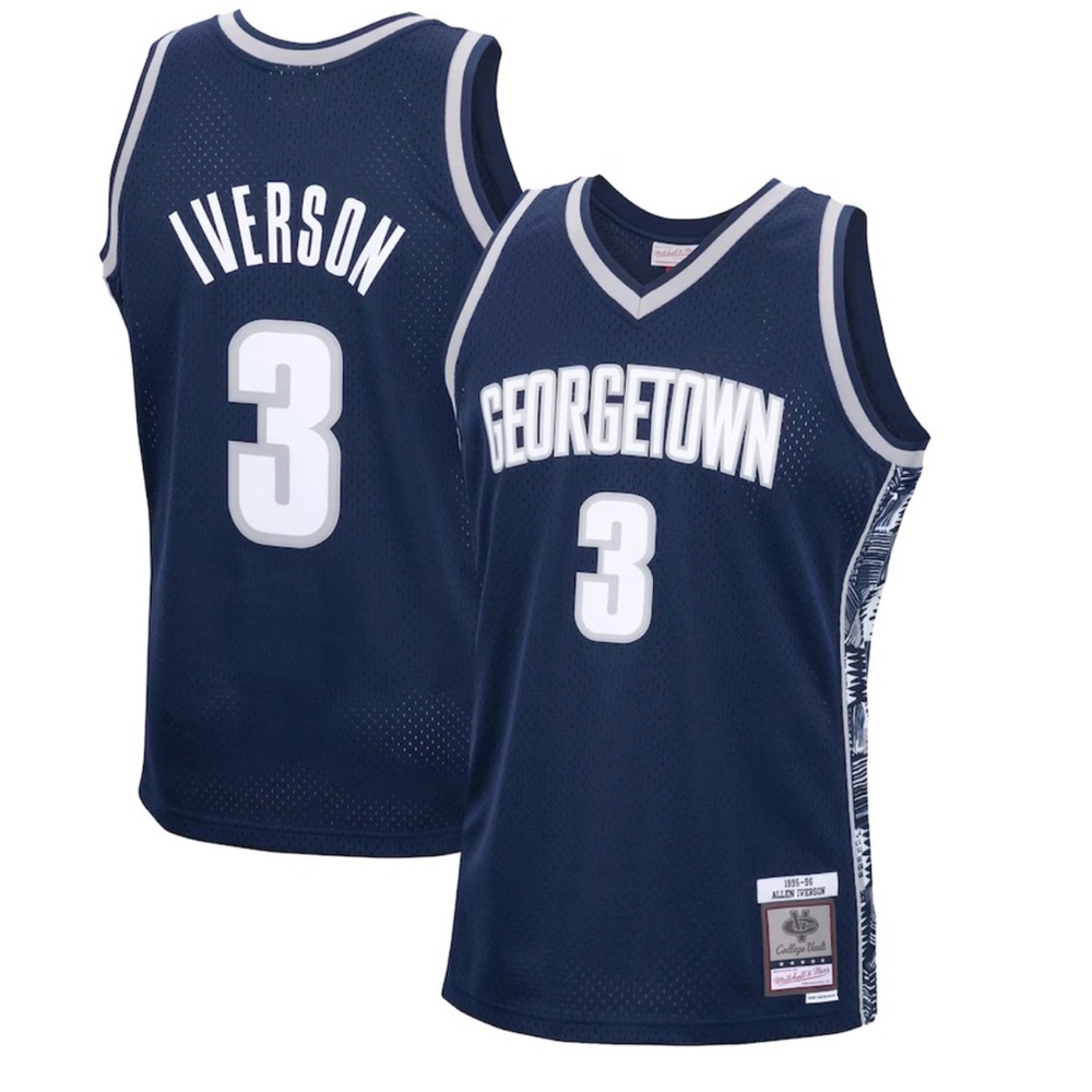 Big and Tall Navy and white Mitchell & Ness Allen Iverson jersey